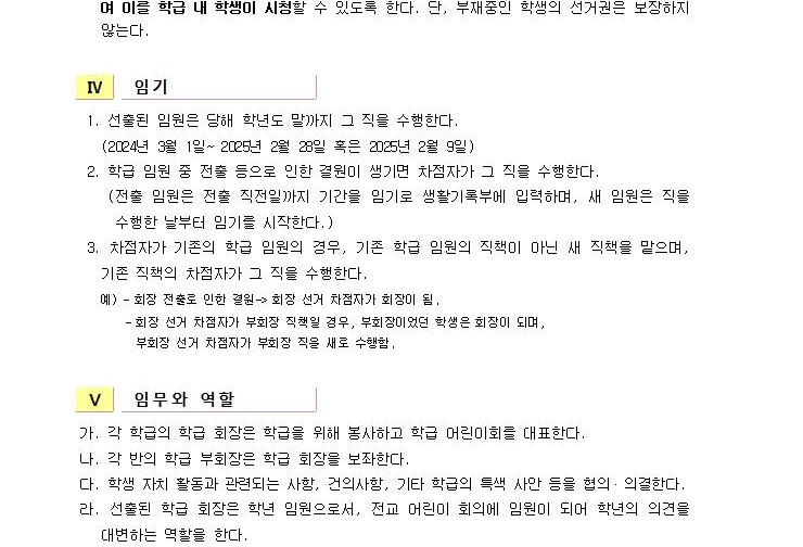 2024학년도 학급 어린이회 조직 계획 2001